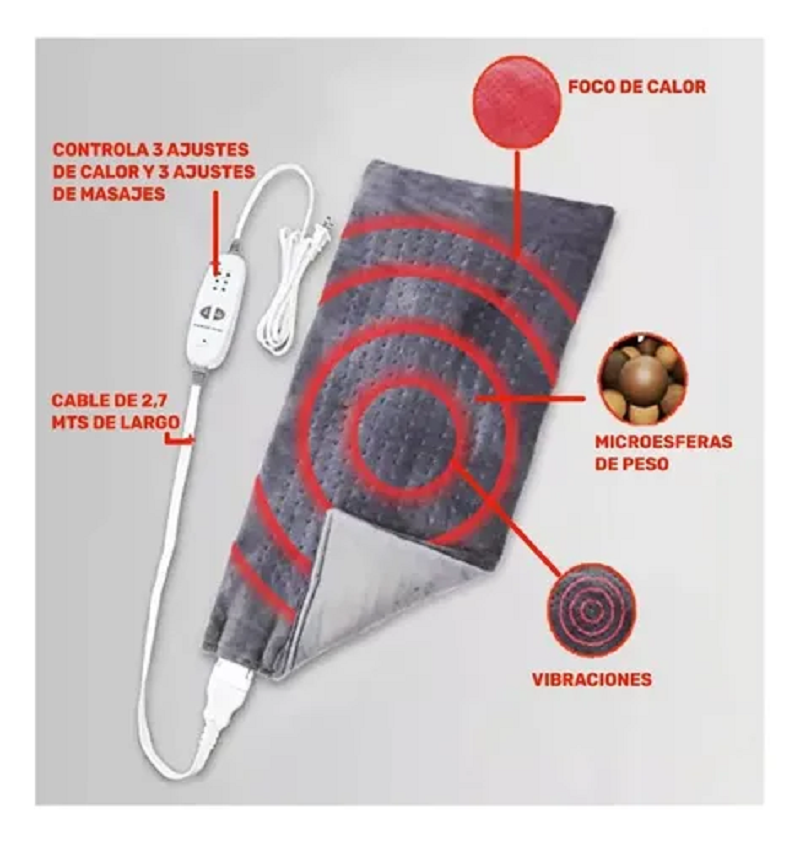 Miniatura 4 de Cobija Masaje Térmico Eléctrica